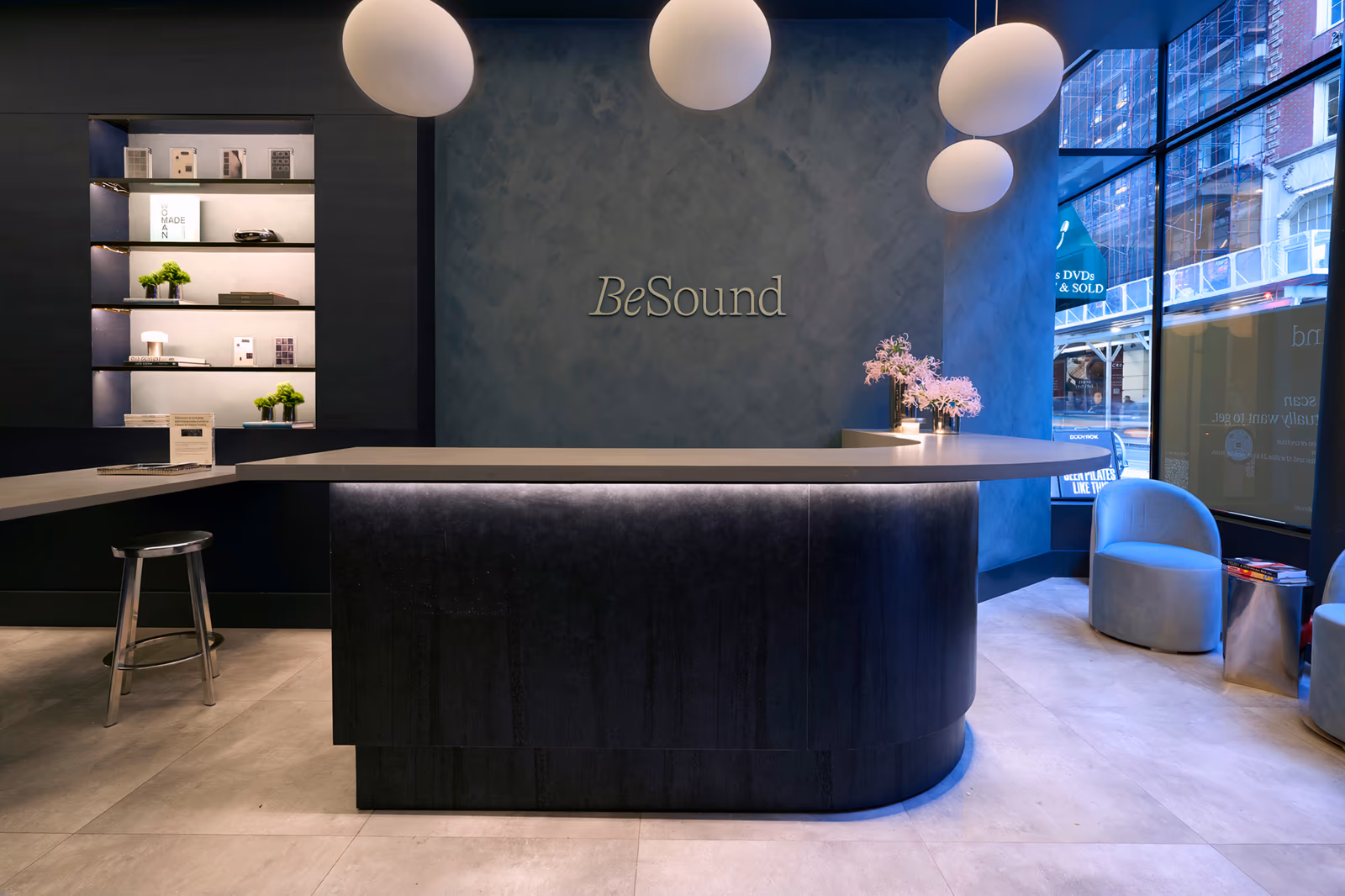 The reception desk at BeSound New York City in Flatiron